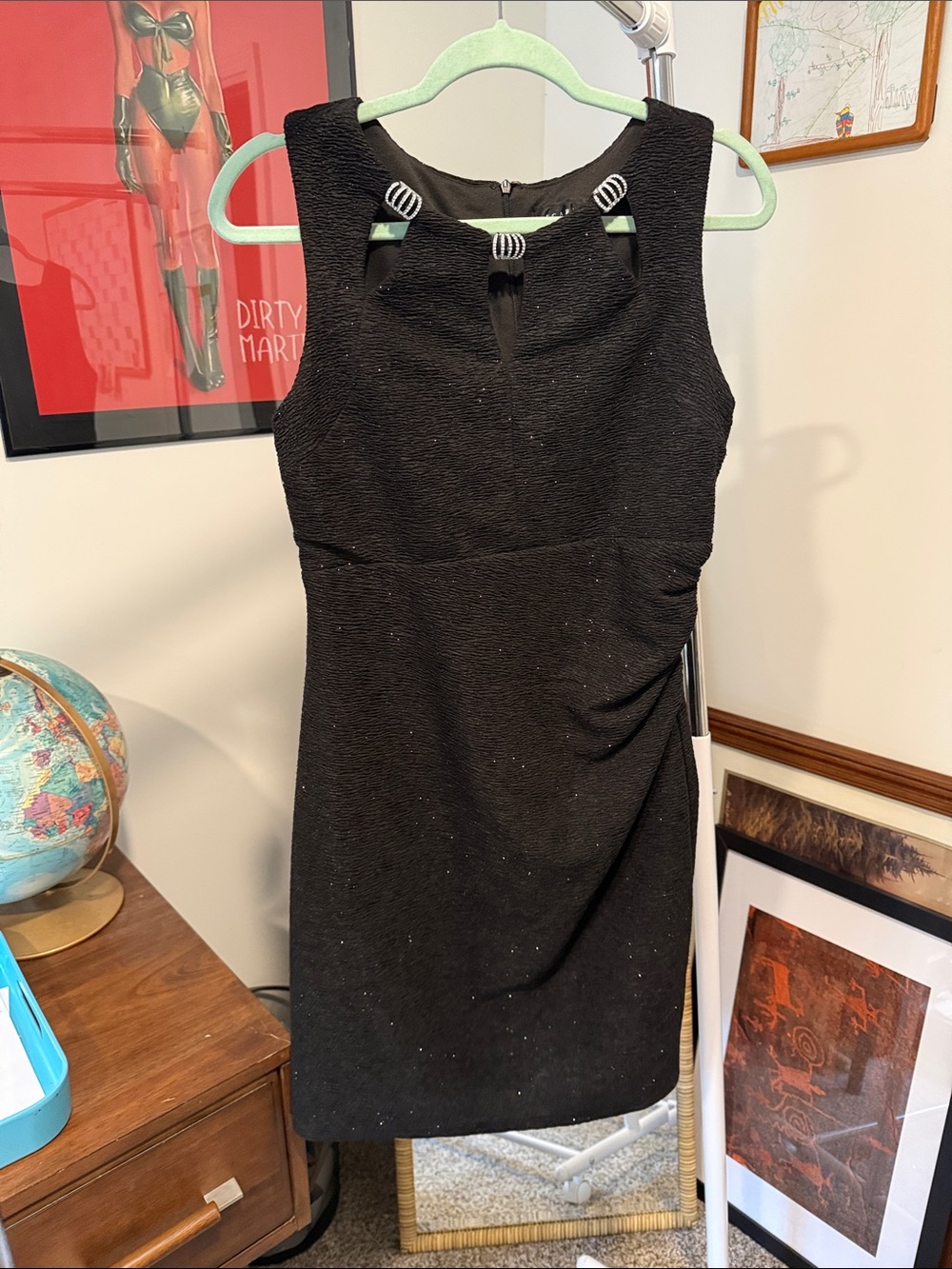 Scarlett Black Sleeveless Mini Dress with Decorative Neck Accents